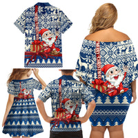 Pennsylvania Christmas Family Matching Off Shoulder Short Dress and Hawaiian Shirt Santa Claus With Gift Box Xmas Pattern - Wonder Print Shop
