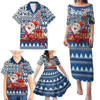 Pennsylvania Christmas Family Matching Puletasi Dress and Hawaiian Shirt Santa Claus With Gift Box Xmas Pattern - Wonder Print Shop