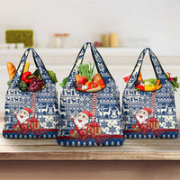 Pennsylvania Christmas Grocery Bag Santa Claus With Gift Box Xmas Pattern