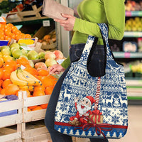 Pennsylvania Christmas Grocery Bag Santa Claus With Gift Box Xmas Pattern