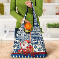 Pennsylvania Christmas Grocery Bag Santa Claus With Gift Box Xmas Pattern