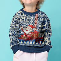 Pennsylvania Christmas Kid Ugly Christmas Sweater Santa Claus With Gift Box Xmas Pattern - Wonder Print Shop