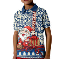 Pennsylvania Christmas Kid Polo Shirt Santa Claus With Gift Box Xmas Pattern - Wonder Print Shop