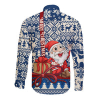 Pennsylvania Christmas Long Sleeve Button Shirt Santa Claus With Gift Box Xmas Pattern - Wonder Print Shop