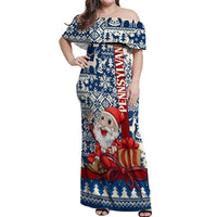 Pennsylvania Christmas Off Shoulder Maxi Dress Santa Claus With Gift Box Xmas Pattern - Wonder Print Shop