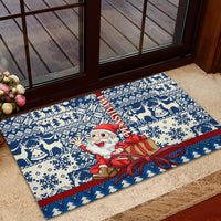 Pennsylvania Christmas Rubber Doormat Santa Claus With Gift Box Xmas Pattern - Wonder Print Shop
