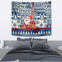 Pennsylvania Christmas Tapestry Santa Claus With Gift Box Xmas Pattern - Wonder Print Shop