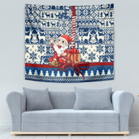 Pennsylvania Christmas Tapestry Santa Claus With Gift Box Xmas Pattern - Wonder Print Shop