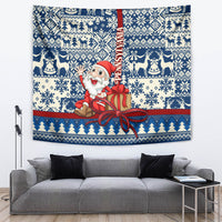 Pennsylvania Christmas Tapestry Santa Claus With Gift Box Xmas Pattern - Wonder Print Shop