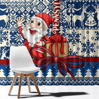 Pennsylvania Christmas Window Curtain Santa Claus With Gift Box Xmas Pattern - Wonder Print Shop