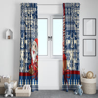 Pennsylvania Christmas Window Curtain Santa Claus With Gift Box Xmas Pattern - Wonder Print Shop