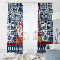 Pennsylvania Christmas Window Curtain Santa Claus With Gift Box Xmas Pattern - Wonder Print Shop