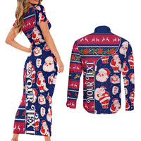 Custom Ohio Christmas Couples Matching Short Sleeve Bodycon Dress and Long Sleeve Button Shirt Santa Claus Pattern Unique Style - Wonder Print Shop