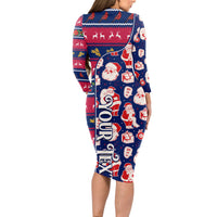 Custom Ohio Christmas Long Sleeve Bodycon Dress Santa Claus Pattern Unique Style - Wonder Print Shop