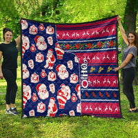 Custom Ohio Christmas Quilt Santa Claus Pattern Unique Style - Wonder Print Shop