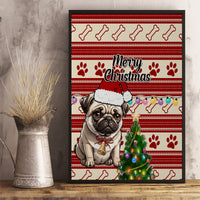 Custom Dog Christmas Canvas Wall Art Cute Pug Dog With Xmas Tree - Wonder Print Shop