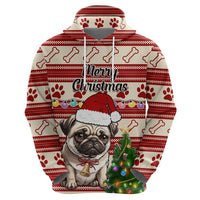 Custom Dog Christmas Hoodie Cute Pug Dog With Xmas Tree - Wonder Print Shop