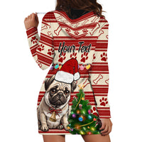 Custom Dog Christmas Hoodie Dress Cute Pug Dog With Xmas Tree - Wonder Print Shop