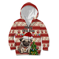 Custom Dog Christmas Kid Hoodie Cute Pug Dog With Xmas Tree - Wonder Print Shop