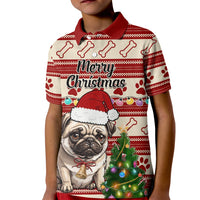Custom Dog Christmas Kid Polo Shirt Cute Pug Dog With Xmas Tree - Wonder Print Shop