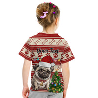 Custom Dog Christmas Kid T Shirt Cute Pug Dog With Xmas Tree - Wonder Print Shop