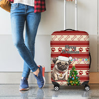 Custom Dog Christmas Luggage Cover Cute Pug Dog With Xmas Tree - Wonder Print Shop