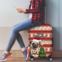 Custom Dog Christmas Luggage Cover Cute Pug Dog With Xmas Tree - Wonder Print Shop