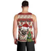 Custom Dog Christmas Men Tank Top Cute Pug Dog With Xmas Tree - Wonder Print Shop