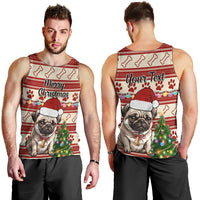 Custom Dog Christmas Men Tank Top Cute Pug Dog With Xmas Tree - Wonder Print Shop