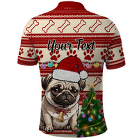 Custom Dog Christmas Polo Shirt Cute Pug Dog With Xmas Tree - Wonder Print Shop