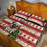 Custom Dog Christmas Quilt Bed Set Cute Pug Dog With Xmas Tree - Wonder Print Shop