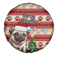 Custom Dog Christmas Spare Tire Cover Cute Pug Dog With Xmas Tree - Wonder Print Shop