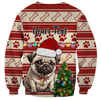 Custom Dog Christmas Sweatshirt Cute Pug Dog With Xmas Tree - Wonder Print Shop