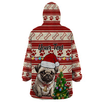Custom Dog Christmas Wearable Blanket Hoodie Cute Pug Dog With Xmas Tree - Wonder Print Shop