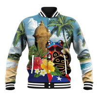 Personalized Boricua El Morro Baseball Jacket Puerto Rico Sun Coqui - Wonder Print Shop