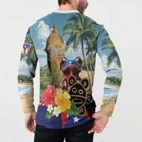 Personalized Boricua El Morro Button Sweatshirt Puerto Rico Sun Coqui - Wonder Print Shop