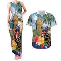 Personalized Boricua El Morro Couples Matching Tank Maxi Dress and Hawaiian Shirt Puerto Rico Sun Coqui - Wonder Print Shop