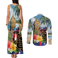 Personalized Boricua El Morro Couples Matching Tank Maxi Dress and Long Sleeve Button Shirt Puerto Rico Sun Coqui - Wonder Print Shop