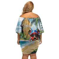 Personalized Boricua El Morro Family Matching Off Shoulder Short Dress and Hawaiian Shirt Puerto Rico Sun Coqui - Wonder Print Shop
