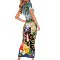 Personalized Boricua El Morro Family Matching Short Sleeve Bodycon Dress and Hawaiian Shirt Puerto Rico Sun Coqui - Wonder Print Shop