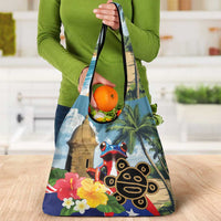 Boricua El Morro Grocery Bag Puerto Rico Sun Coqui