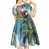 Personalized Boricua El Morro Kid Short Sleeve Dress Puerto Rico Sun Coqui - Wonder Print Shop