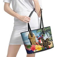 Personalized Boricua El Morro Leather Tote Bag Puerto Rico Sun Coqui - Wonder Print Shop