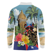 Personalized Boricua El Morro Long Sleeve Polo Shirt Puerto Rico Sun Coqui - Wonder Print Shop