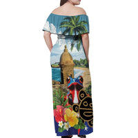 Personalized Boricua El Morro Off Shoulder Maxi Dress Puerto Rico Sun Coqui - Wonder Print Shop