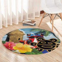 Personalized Boricua El Morro Round Carpet Puerto Rico Sun Coqui