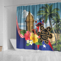 Personalized Boricua El Morro Shower Curtain Puerto Rico Sun Coqui
