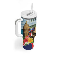 Personalized Boricua El Morro Tumbler With Handle Puerto Rico Sun Coqui - Wonder Print Shop