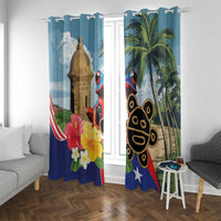 Personalized Boricua El Morro Window Curtain Puerto Rico Sun Coqui - Wonder Print Shop