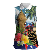 Personalized Boricua El Morro Women Sleeveless Polo Shirt Puerto Rico Sun Coqui - Wonder Print Shop
